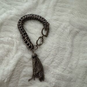 Silver Chain Bracelet with Tassel
